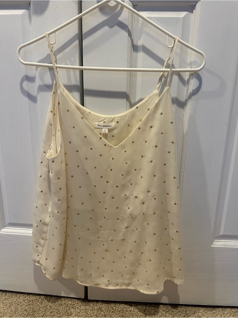 Blu Pepper Cream Cami with Gold Dot Accent